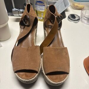 Marc Fisher Tan Suede Espadrille Sandals